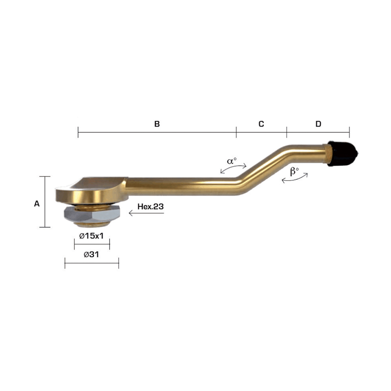 Double bend mental clamp-in valves