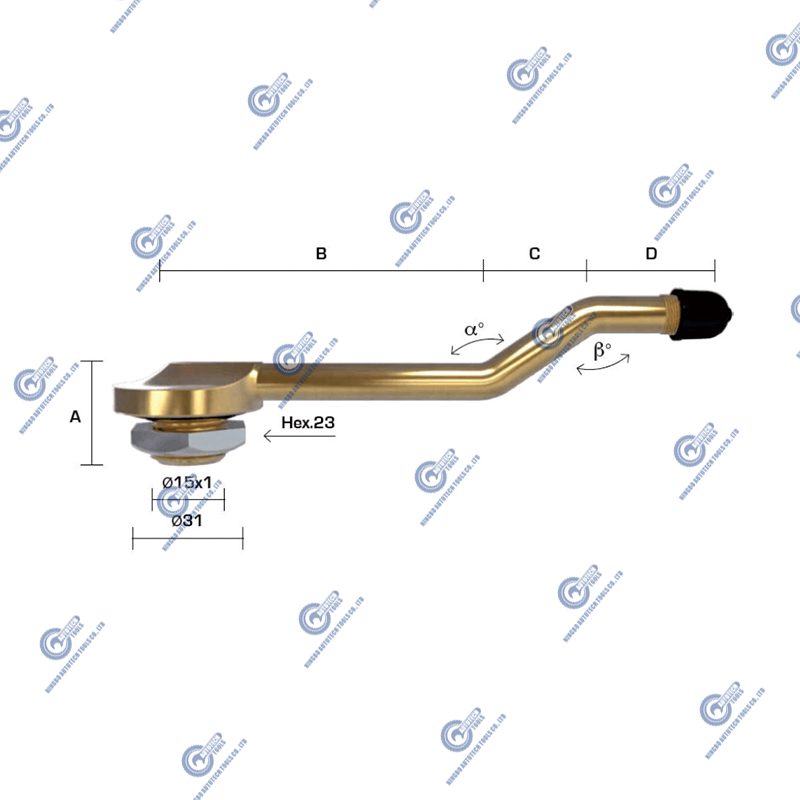 Double bend mental clamp-in valves